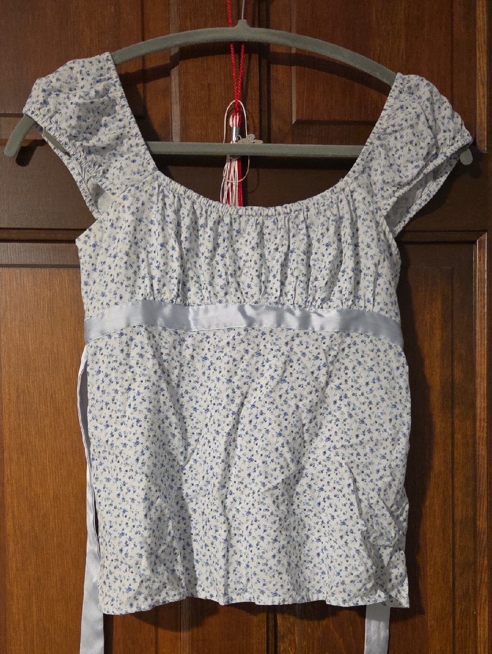 Hollister Light Blue Floral Camisole with Satin Waistband